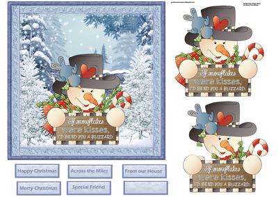 Snowman Kisses Card with Decoupage