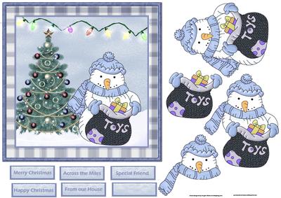 Snowman with Sack of Toys Card and Decoupage