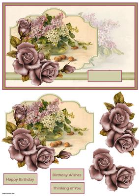 Basket of Lilacs Card with Decoupage