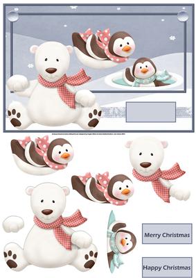 Polar Bear and Penguin Friend Card