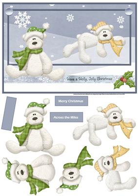 Snow Polar Bears Card with Decoupage
