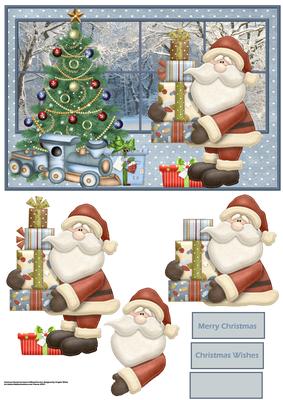 Santa Has Brought the Pressies Card with Decoupage