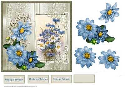 Cornflower Card with Decoupage