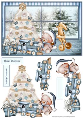 Christmas Morning Card with Decoupage