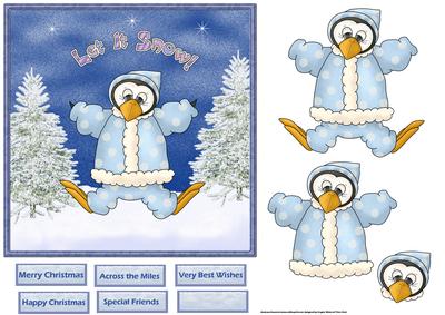 Penguin Fun Card with Decoupage