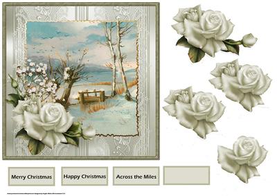 Winter Rose Vintage Christmas Card