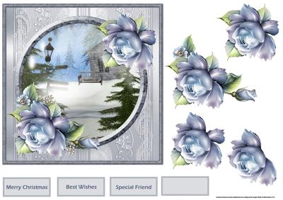 Peaceful Scene and Blue Rose Card