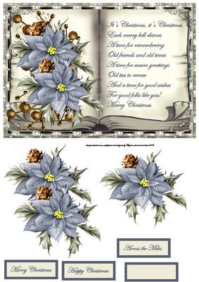 Blue Poinsettias Book Topper