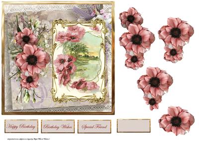 Poppy Scene Card with Decoupage