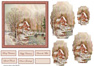 Frozen Lake Vintage Card with Shaped Layers