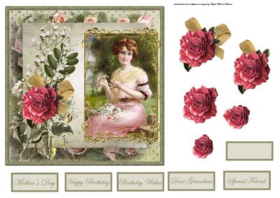 Plucking Daisy Flowers Card with Decoupage