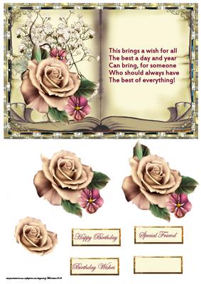 Pink Rose Book Topper with Decoupage