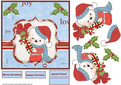 Teds Christmas Card with Decoupage
