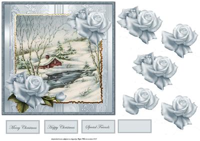 Cabin by the River Card with Decoupage