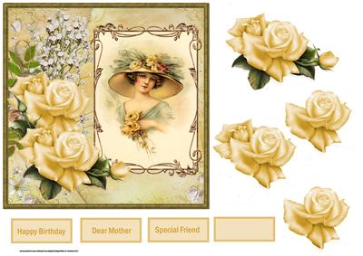 Lady with the Yellow Roses Card and Decoupage