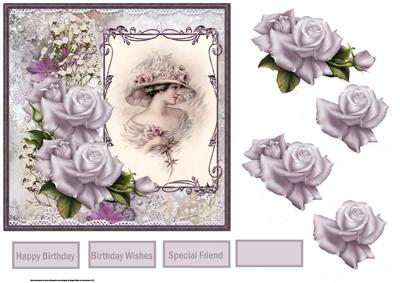 Lady in the Large Rose Hat Card