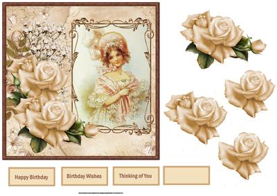 Gentle Lady with Roses Card with Decoupage