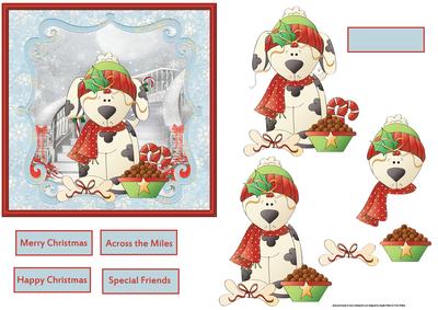 Puppy's Christmas Card with Decoupage