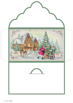 Santa and Elves Dressing the Tree Money Wallet