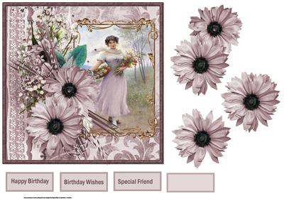 Picking Flowers Card with Decoupage