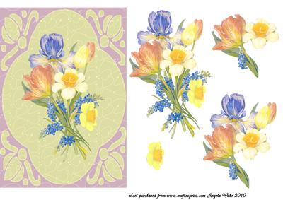 Sspring Flowers Purple, Lemon, Blue and White