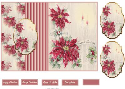 Christmas Poinsettias Fold Back Card with Toppers