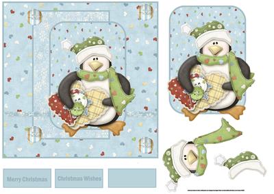 Penguin Fun Card with Decoupage