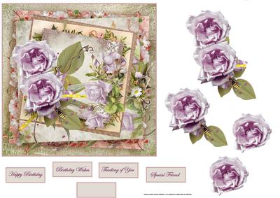 Mauve Rose Card with Decoupage