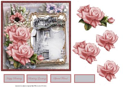 Roses and Doves Card with Decoupage