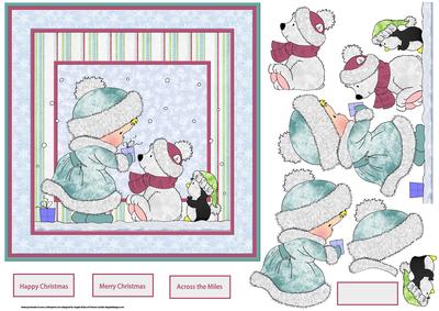 Waiting in Line for Their Gifts Card with Decoupage