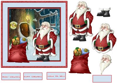 Santa Has a Quiet Moment Card with Decoupage