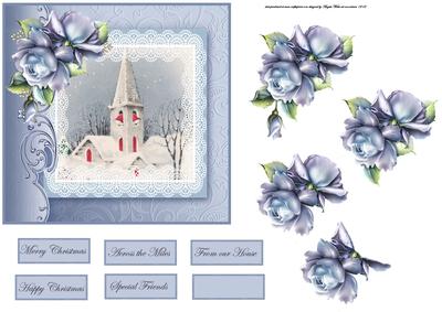 Church in the Hills Card with Decoupage