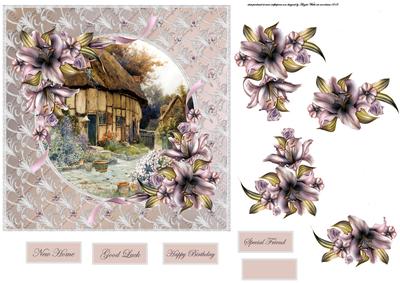 Thatched Roof Cottage Card and Decoupage