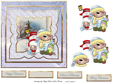 Beary Merry Christmas Card with Decoupage
