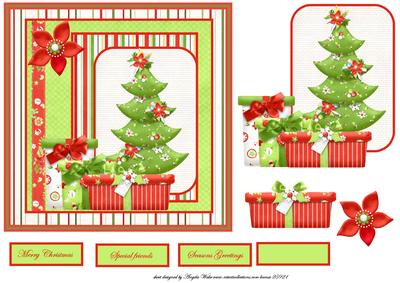 Festive Christmas Tree Card with Decoupage