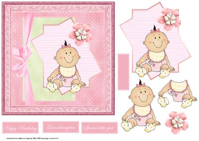 Baby Girl 7x7 Card with Decoupage
