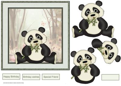 Baby Panda Card with Large Decoupage