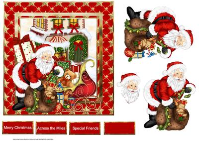 Santa's Work Has Started 7x7 Approx Card with Decoupage