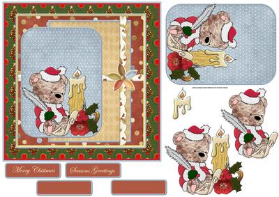 Santa Checking His List Card with Decoupage