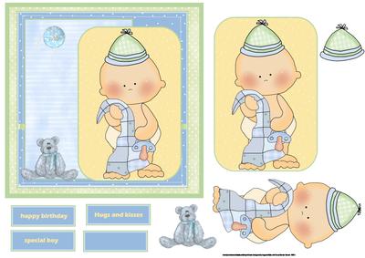 Special Birthday Boy with His Teddy Bear 6x6 Card