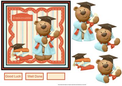 Bear Graduation Card with Decoupage