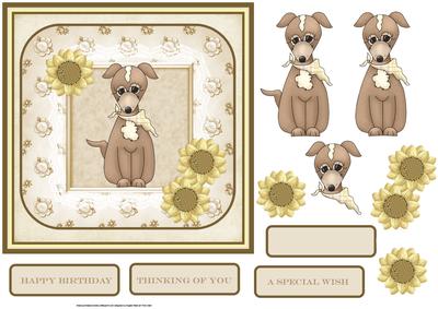 Cute Dog 7x7 Card with Decoupage