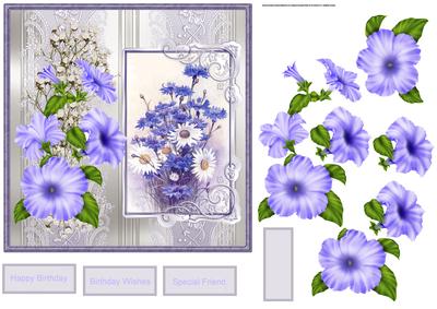 Spring Flowers Card with Decoupage