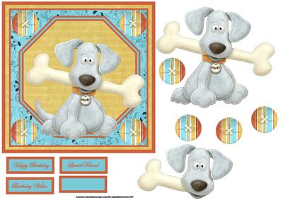 Dog with a Bone Card with Decoupage