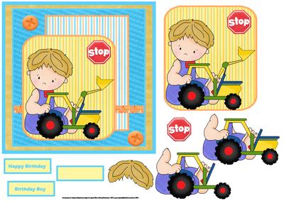 Forklift Truck Driver Card with Decoupage