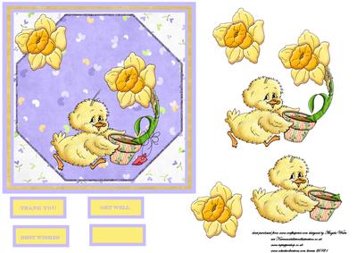 Hello Ducky Card with Decoupage