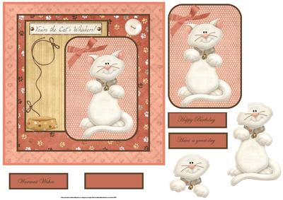 Bean the Cat Card with Decoupage