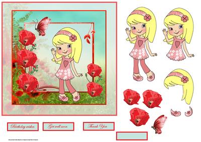 Walking in the Poppy Fields Card with Decoupage