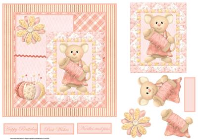 Needles and Pins Mice Card Front with Decoupage