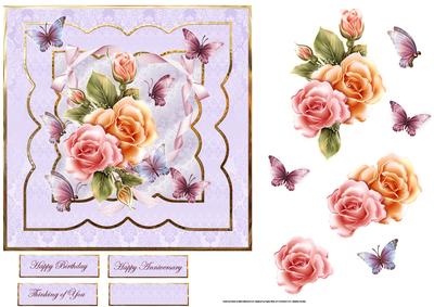 Rose with Butterfly Flutters Card with Decoupage